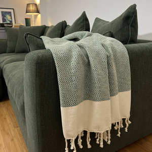 Plaid coloré 100 % coton avec pompons - Coton recyclé 100 % durable - Plaid texturé contemporain extra large - Product Image 5