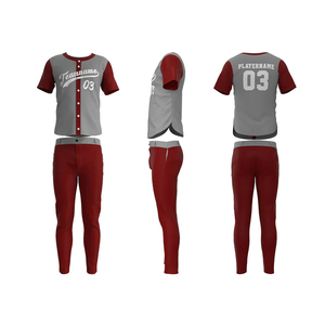 Uniforme de baseball gris Mahroon, vêtements d'équipe confortables, tissu doux au toucher, imprimé par sublimation, dernier uniforme de baseball pour hommes - Product Image 1