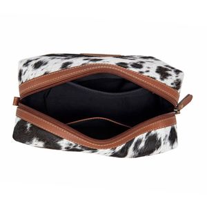 Longhorn Tooled Leather & Black/White Cowhide Fringe Shoulder Bag Handcrafted Western Style Genuine Hair-on-Hide Leather - Product Image 2