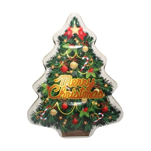 Personalized Christmas Holiday Gift Containers Tree Shaped <b>Tin</b> Cans for <b>Chocolate</b> Metal Packaging - Product Image 1