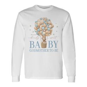 Camiseta de manga larga personalizable para baby shower de la familia Godmother We Can Barely Wait Bear, promocional - Product Image 1