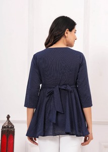 เสื้อพิมพ์ลายพื้นเมืองอินเดียสั้นสำหรับสาวออฟฟิศผ้าฝ้ายพิมพ์ลายคอแฟนซีสำหรับผู้หญิงและเด็กผู้หญิง - Product Image 4