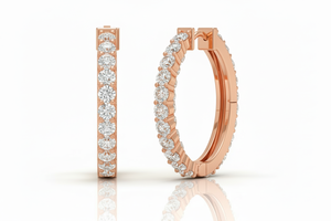 ต่างหูแบบห่วงสำหรับผู้หญิง ทอง 14K ประดับเพชรธรรมชาติ - Product Image 3