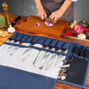 Sac de rangement pour couteaux de cuisine portable, organisateur robuste en toile cirée pour barbecue, étui à couteaux en cuir pour chef, LCKR-0035 - Product Image 3