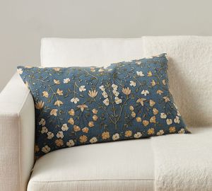 Decorative Handmade Sustainable Azo Free Eco Friendly Floral Embroidered Slub Cotton <b>Pillow</b> Covers At Best Prices For Home - Product Image 3