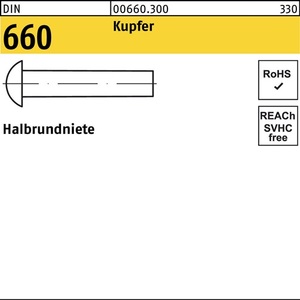 Rivets en cuivre semi-tubulaires DIN 660 2x4mm, paquet de 1000 pièces - Product Image 1