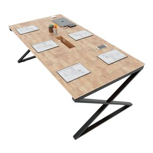 XConcept HBXC012 200x100cm Luxury Contemporary Wood Meeting <b>Table</b> for 6 Adjustable <b>Office</b> Furniture Hotels Conference Rooms - Product Image 1
