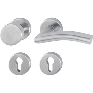 Juego de grifería Antwerp Rosette para baño, acero inoxidable F69, redondo, PZ DIN, derecho, plano, D/K HOPPE, modelo E58/42KV/42KVS/1420Z - Product Image 1