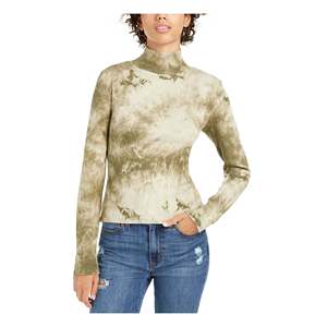Camiseta de punto con cuello simulado y efecto tie-dye para mujer Planet Gold Junior, color verde, talla XS - Product Image 1