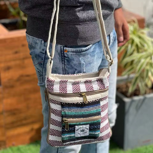 Vente en gros de sacs à bandoulière en chanvre naturel faits à la main sac à bandoulière écologique avec deux poches zippées sur le devant sacs à bandoulière de voyage Boho - Product Image 4