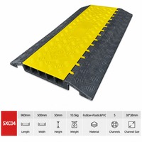 Rampe de protection de câbles robuste à 5 canaux en caoutchouc, plastique et PVC avec couvercle articulé
