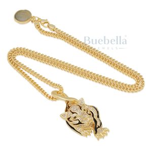 Prowl Panther collar activo Tigre cara colgante hombres mujeres oro joyería principal Moissanite diamante latón cobre oro colgante - Product Image 3