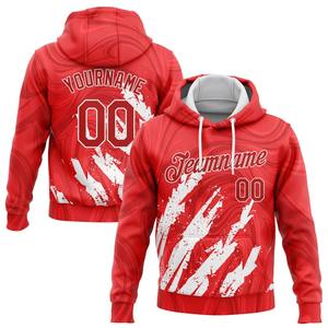 Venta al por mayor y Dropship personalizado cosido rojo-blanco 3D patrón diseño deportes pulóver Sudadera con capucha - Product Image 1
