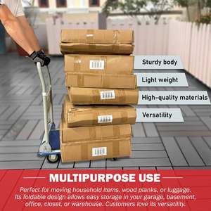 Carrello a spinta con piattaforma, compatto e pieghevole per una facile conservazione e mobilità, capacità di 330 660 libbre, ruote girevoli di 360 gradi, blu - Product Image 2