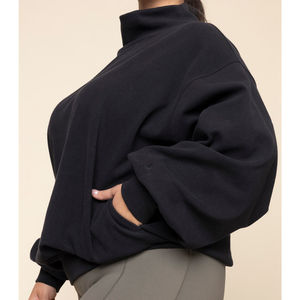 Sweat-shirt à col montant en polaire décontracté d'hiver personnalisé avec impression tendance pour femmes - Product Image 4