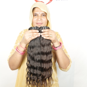 Cuticule de temple de couleur naturelle indienne non traitée traitement aligné aucun machine double trame extensions de cheveux humains à ondes profondes - Product Image 5