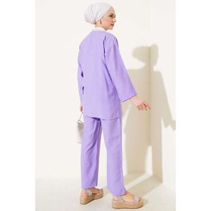 Kimono atado de cuerda lateral Juego de 2 piezas Lila - Product Image 2