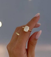 Bague en or massif 14 carats avec diamant de laboratoire taille coussin 2,01 carats serti clos, bijou de luxe pour femme, cadeau de mariage