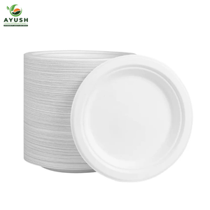 Assiettes en papier de Noël non toxiques à base de plantes, fabriquées à partir de pulpe de canne à sucre, pour buffets, fêtes, restaurants et plats à emporter - Product Image 5