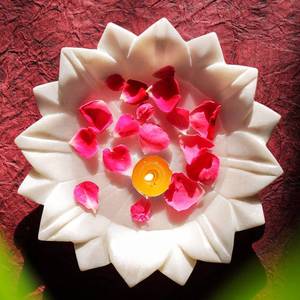 Wholesale <b>Marble</b> Urli Elegant Floral <b>Candle</b> Decor Handcrafted Full Stone Crafts for Religious Use Custom Sizes Best Price - Product Image 1