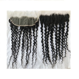 Extension de cheveux humains indiens vierges avec traitement à la vapeur, Deep Wave, frontal en dentelle transparente 13x4, provenant d'un fournisseur indien, noire, pour femmes - Product Image 1