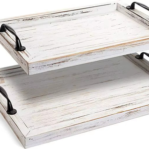 Bandeja Simple de Madera de Pino para Servir, Atractivo Diseño de Forma Rectangular para Cocina, Boda, Comida, Plato Decorativo de Madera, Platos - Product Image 1