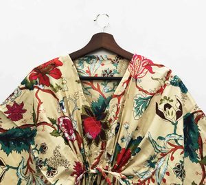 Pure Cotton Summer <b>Dress</b> Best Quality Handmade Floral Kaftan Lightweight Sarong Short <b>for</b> <b>Women</b> Beach Wear Natural - Product Image 2