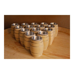 Vaso de chupito de cerveza de madera Premium hecho a mano con fondo de aluminio y borde negro Barril de capacidad de 3oz para bares y decoración del hogar - Product Image 4