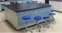 SCEELAB OEM Mobilier scolaire moderne pour la science, table d'islande de laboratoire ESD pour la physique, design contemporain, acier laminé à froid, Guangdong