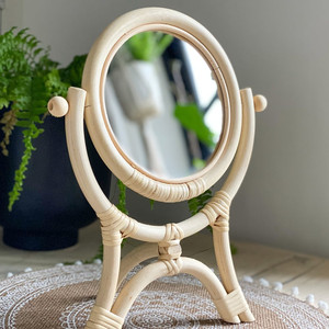 Miroir de maquillage artisanal en rotin, vente en gros, miroir de maquillage en vrac, quantité personnalisée acceptée - Product Image 5