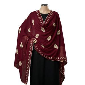 Voile africain pour foulard et hijab |   Écharpe en Chiffon de Luxe Broderie Florale et Strass pour l'Été en Afrique de l'Ouest - Product Image 1