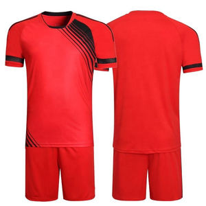Maillots et shorts de football en gros pour garçons, haute qualité, séchage rapide, uniforme de football respirant à rayures pour hommes, OEM personnalisé - Product Image 3