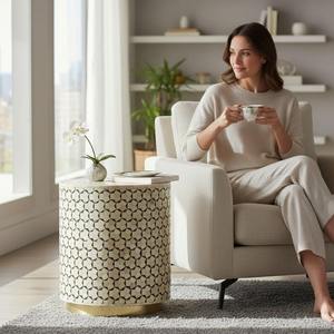 Mesa de Centro con Incrustaciones de Hueso, Suministro Directo de Fábrica, para Sala de Estar de Apartamento Moderno, Muebles de Vestíbulo de Hotel, a Precio de Descuento - Product Image 2