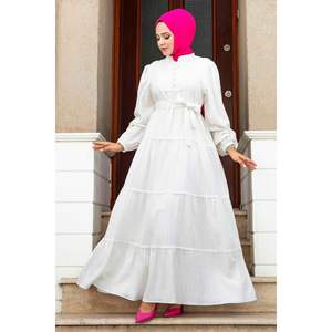 Robe Hijab Sezen festonné Ecru - Product Image 2