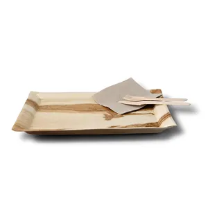 32.5Cmx 26.5 Cm Stackable & Easy To Handle Gastro Norm Rectangular Sugarcane Service Palm Leaf Trays - 100 pcs/carton - Product Image 4