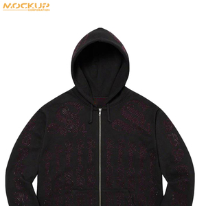 เสื้อมีฮู้ดพิมพ์ลายดิจิทัลนูนพิมพ์ลายแมงมุมสีดำ500G สำหรับฤดูหนาวออกแบบได้ตามต้องการ - Product Image 2