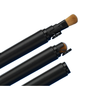Innovador kit de brochas de maquillaje premium sin pérdida de cerdas, color negro, con tapa retráctil automática para la rutina diaria de maquillaje. - Product Image 5