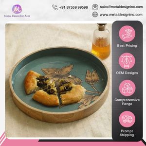 ถาดเสิร์ฟทรงกลมพิมพ์ลายไม้มะม่วงสำหรับร้านอาหารโรงแรมและบ้าน - Product Image 3