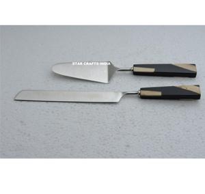 Ensemble serveur de gâteau en acier inoxydable antique Pizza Cake Cutter Wedding Birthday Party Steel Cake Knife Server Set Standard Quality - Product Image 1