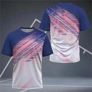 T-shirt à séchage rapide 2026 T-shirt pour hommes badminton costume d'entraînement été ample décontracté à manches courtes col rond haut fitness en plein air - Product Image 2