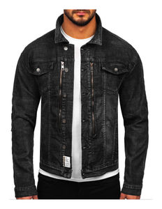 Veste en jean élégante personnalisée de haute qualité pour hommes en toile noire à col montant, tenue décontractée, vente en gros de disponibilité OEM - Product Image 1