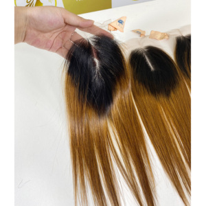 Extensiones de cabello humano crudo Bonestraight Remy vietnamita de alta calidad, trama plana frontal de encaje, cierre de Color personalizable, todos los tamaños - Product Image 5
