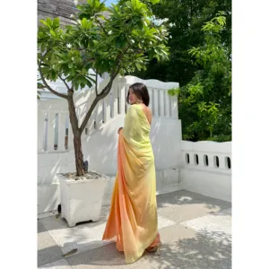 Sari Saarika Verde Arcoíris de Chifón, Estilo Fusion, Ligero y de Secado Rápido, para Fiestas y Bodas, para Mujer, Todas las Temporadas - Product Image 6