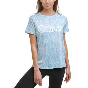 Top Basic Blu in Jersey da Donna Calvin Klein, Taglie XS e XXS, Traspirante, 100% Cotone, Vestibilità Ampia, Lunghezza Corta, Decorazione con Logo - Product Image 1