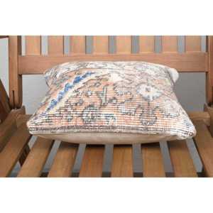 Beige Wool Kantha Patchwork <b>Pillow</b> 12x12 Inches Rustic Floral Embroidered Vintage Print Pattern for Floor Use for <b>Christmas</b> - Product Image 5