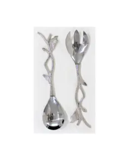 New Creative Style Designer Look Handle Metal Aluminum Casted Salad Server Spoon For Wedding Table Serving