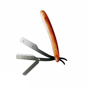 Maquinilla de afeitar recta de peluquero de hoja única con mango de madera, maquinilla de afeitar hecha a medida - Product Image 5