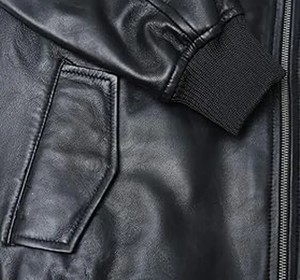 Chaqueta Bomber Negra para Hombre, Chaqueta Universitaria Informal de Béisbol, Piel de Cordero Suave, Corte Entallado, Ropa de Abrigo de Invierno Transpirable - Product Image 4