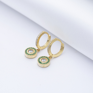 Emeraude CZ Stone Fine Jewelry Forme Ronde En Gros Boucles D'oreilles En Argent Turc Bijoux Artisanaux - Product Image 6
