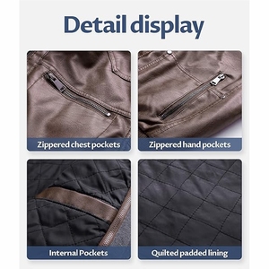 Best Quality 2025 100% Genuine Leather Slim Fashion <b>Biker</b> <b>Jacket</b> for Men Stand Collar Front Logo Custom Made Size for Winter - Product Image 5